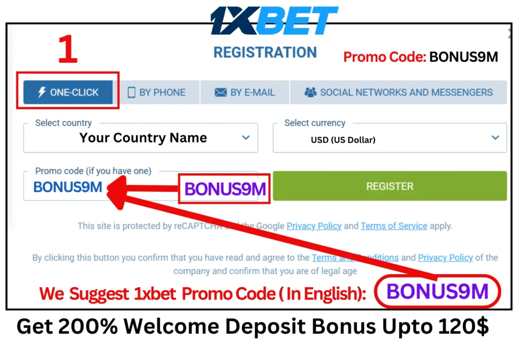 Create 1xbet account